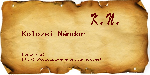 Kolozsi Nándor névjegykártya